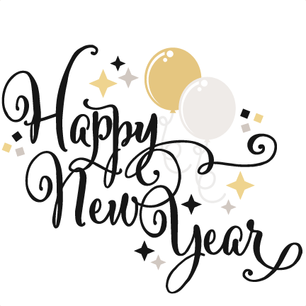 new years clipart black and white 2022