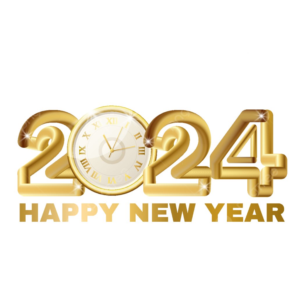 Free Printable Happy New Year 2024 Black and White Clip art Free Download