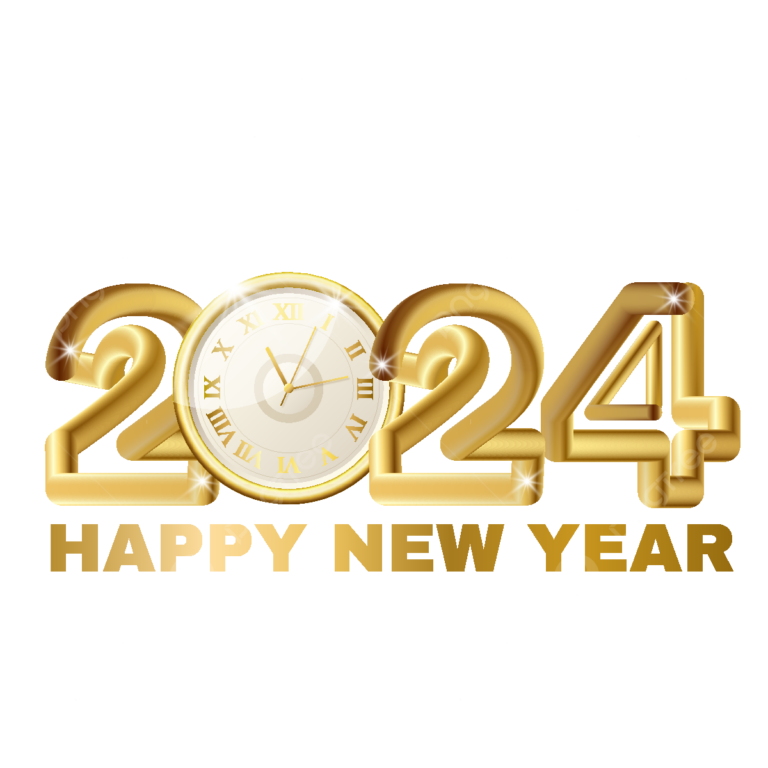 Free Printable Happy New Year 2024 Black and White Clip art Free Download